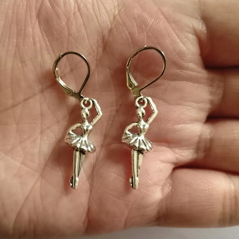 

Ballerina Leverback Earrings, Ballet Leverback Earrings, Gothic Earrings, Dangle Earrings, Cool Girl Earrings