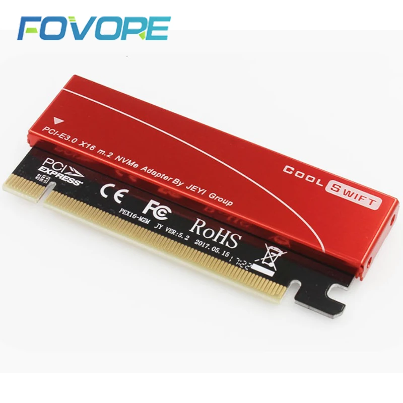 Адаптер PCI e M2 m2 NGFF SSD NVMe 2280 m ключ к адаптеру x16 M.2 PCIe карта для ssd с теплоотводом