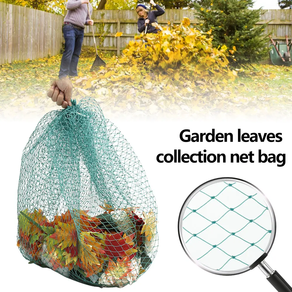 

Сетка для хранения садовых листьев с кулиской, многоразовый коллектор листьев газона, прочная коллекция отходов, сетчатые мешки, веревочна...