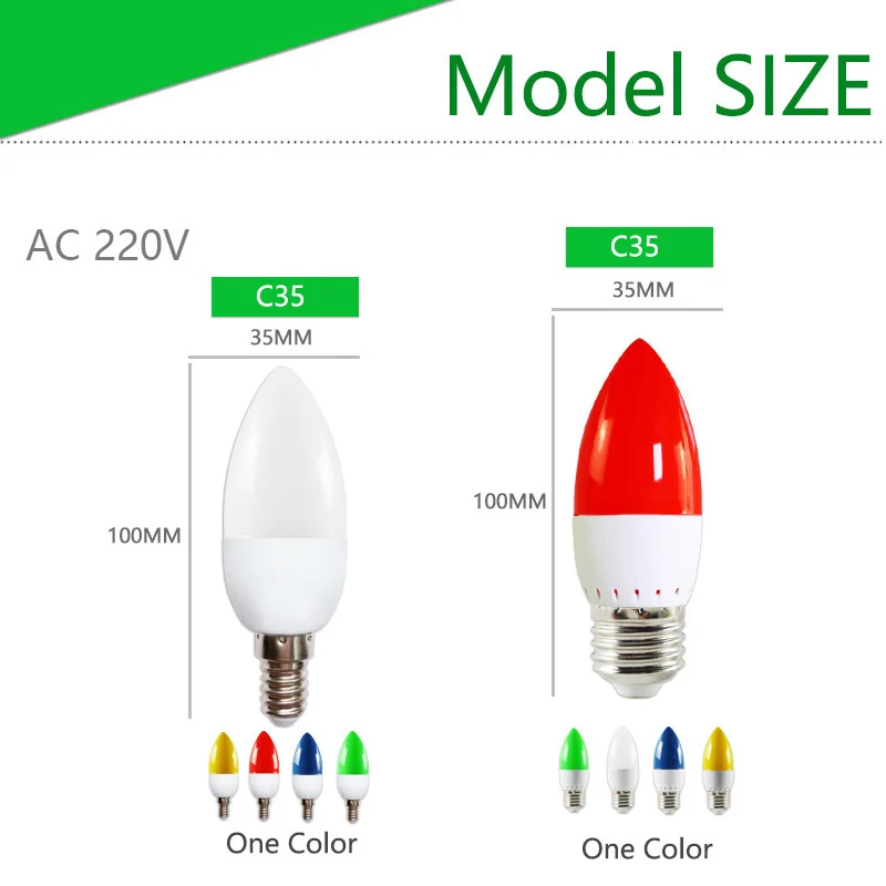 Светодиодный светильник E27 E14 3 Вт G45 C35 RGB цветной светодиодный в форме свечи SMD 2835