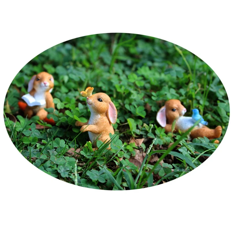 

5 Pcs Easter Rabbit Figurine Micro Landscape Miniature Fairy Garden Ornament Accessories Aquarium Home Decor 28GF