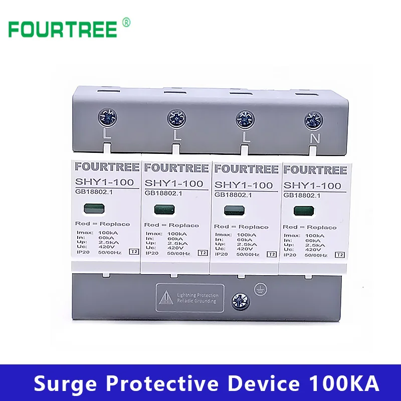 SPD AC 3P+N 40~80KA 60KA~100KA Surge Protective Device 385V 420V House Lightning Protection Arrester Low-Voltage Protector | Обустройство
