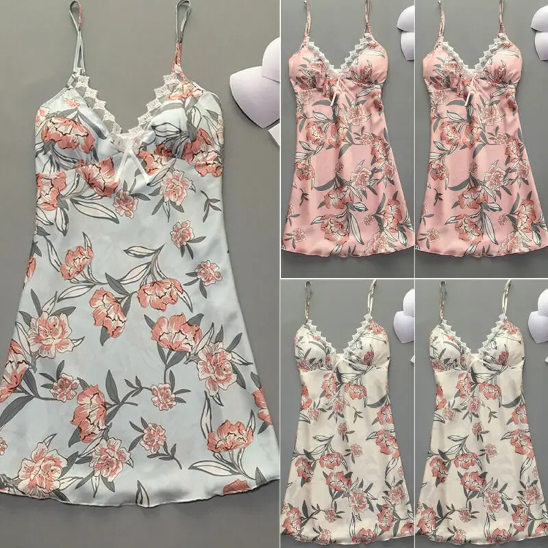 Ночная рубашка на бретельках пижамный комплект Женская атласная шелковая