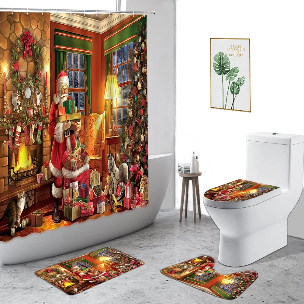 4 шт./комплект коврики для ванной на рождественскую ёлку | Дом и сад