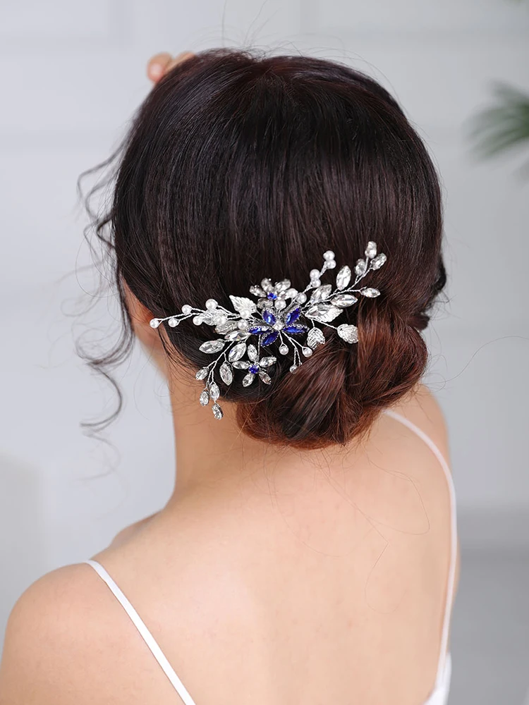 Свадебные аксессуары для волос синяя расческа Повседневные Головные уборы