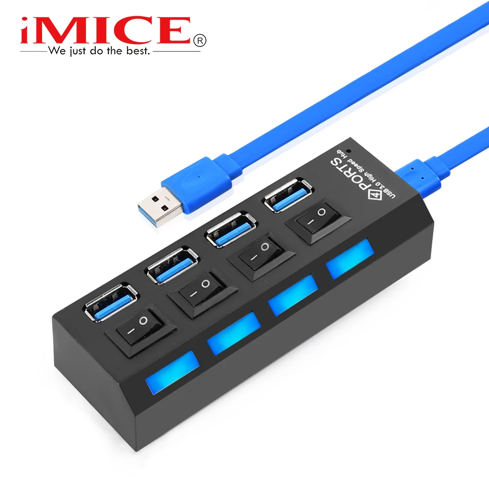 

IMice USB 3,0 концентратор разноцветное usb Порты и разъёмы концентратор 5 Гбит/с 4/7 Порты и разъёмы s Mini USB разветвитель с независимым переключатель...