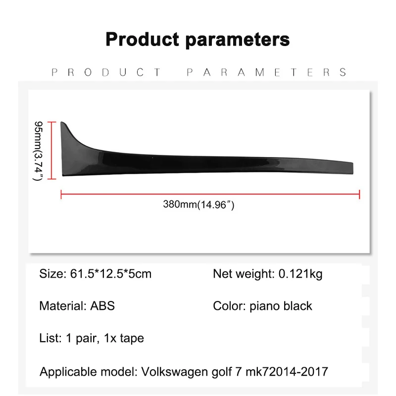 Оконный боковой спойлер крыло 1 пара DIY прочный карбоновый задний для VW GOLF 7 MK7 GTD R