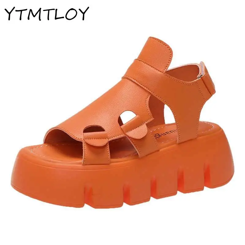 Новинка лета 2021 женские сандалии на толстой подошве 5 см летняя обувь и тапочки с