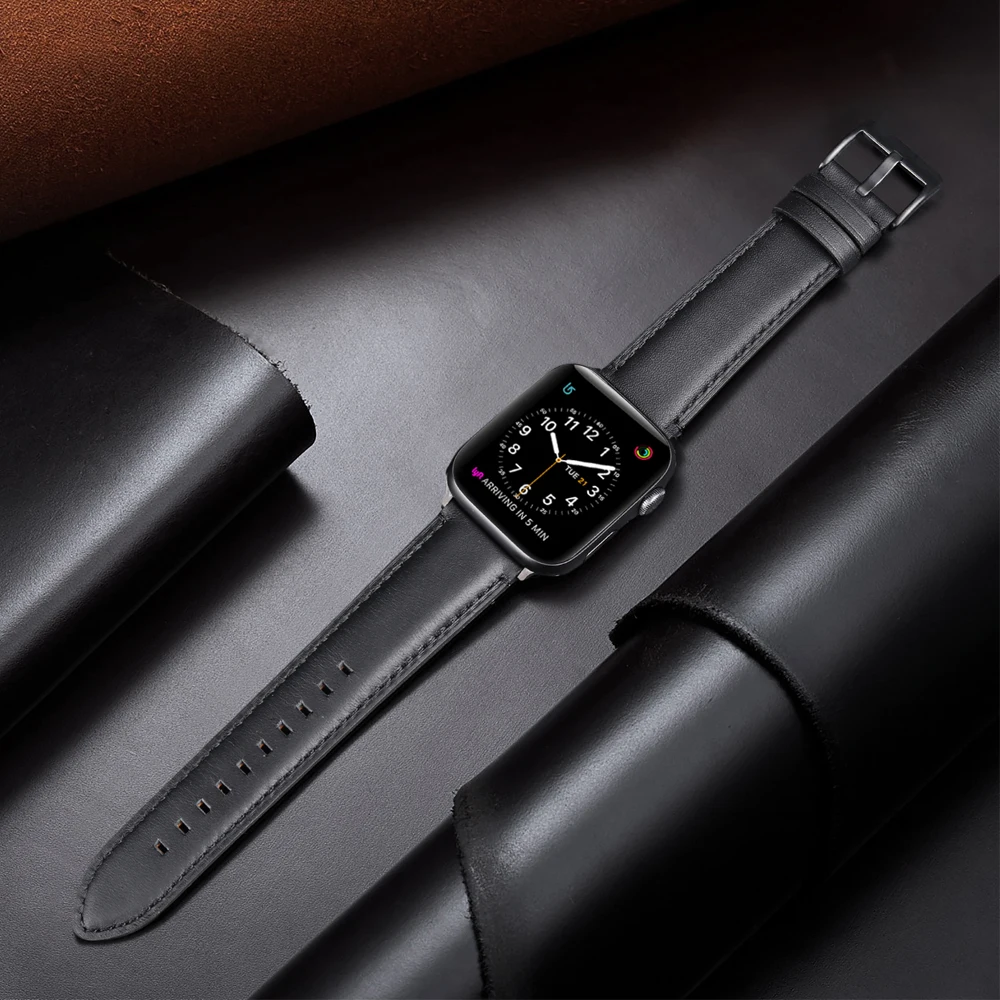 

Ремешок для apple watch 7 band 45 мм 41 мм, браслет из 100% натуральной кожи для iwatch se series 6 5 4 3 44 мм 40 мм 42 мм 38 мм