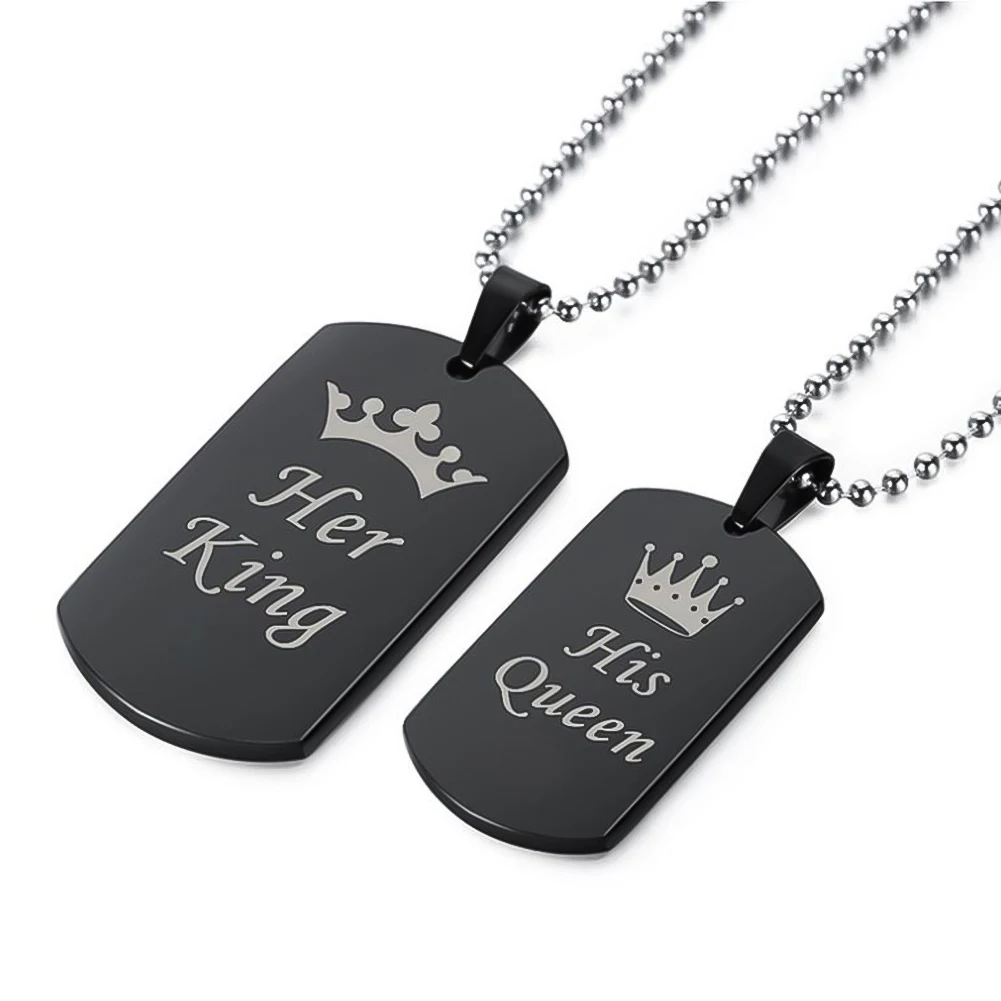Парное ожерелье с кулоном уникальная Корона ее король его королева печатная