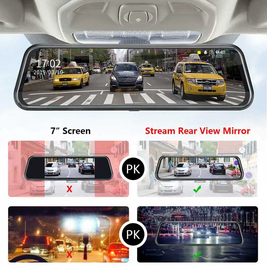 Olysine 10 дюймов 4G Android 8 1 Автомобильный видеорегистратор зеркало GPS ADAS WiFi с двойным