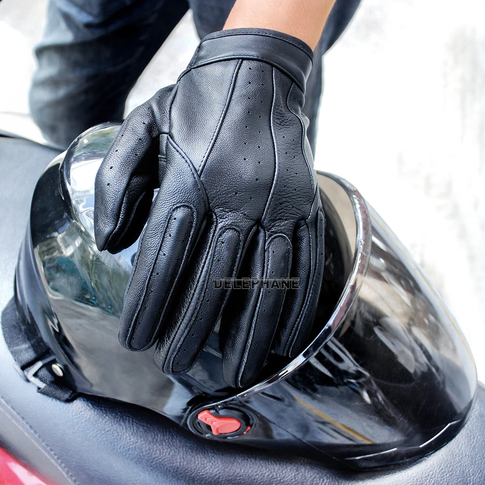 Летние зимние кожаные перчатки дышащие мотоциклетные с полным пальцем женские