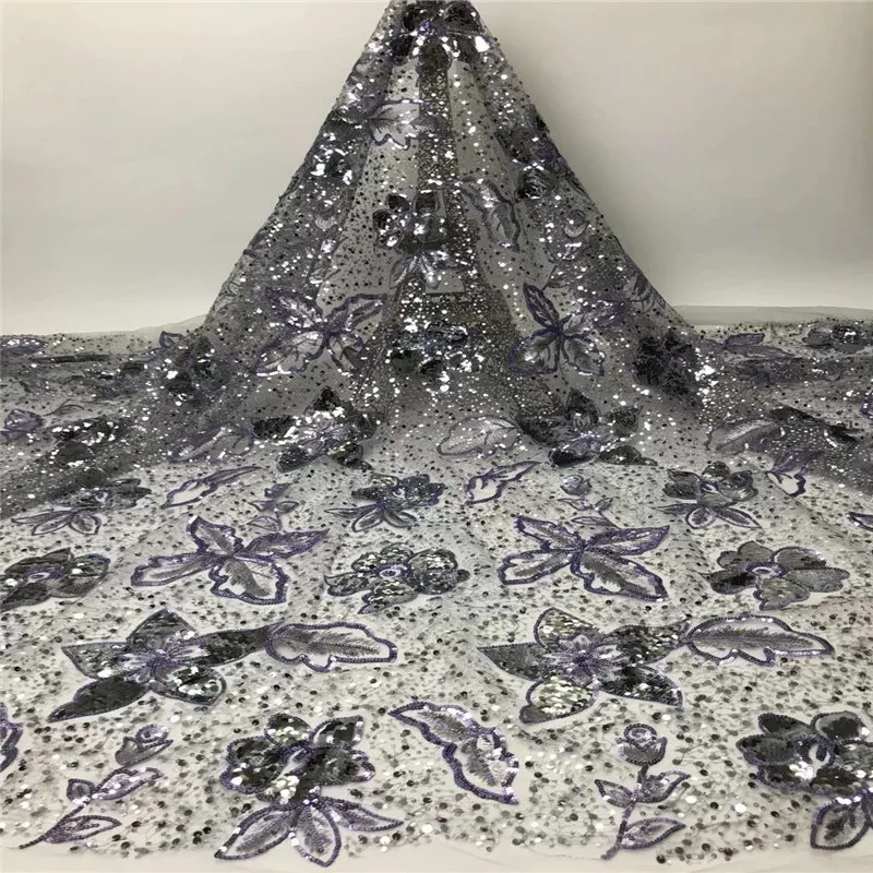 

African Sequins Lace Fabric Nigerian Lace Fabrics 2020 High Quality French Tulle Lace Fabric For Wedding Party