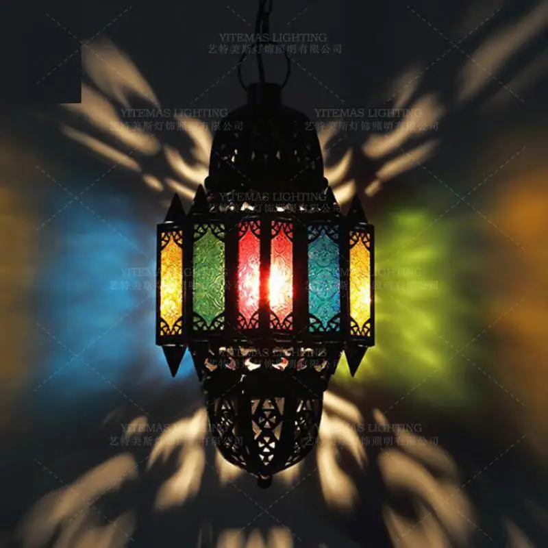 Мусульманский красочный подвесной светильник арабский стеклянный для ресторана