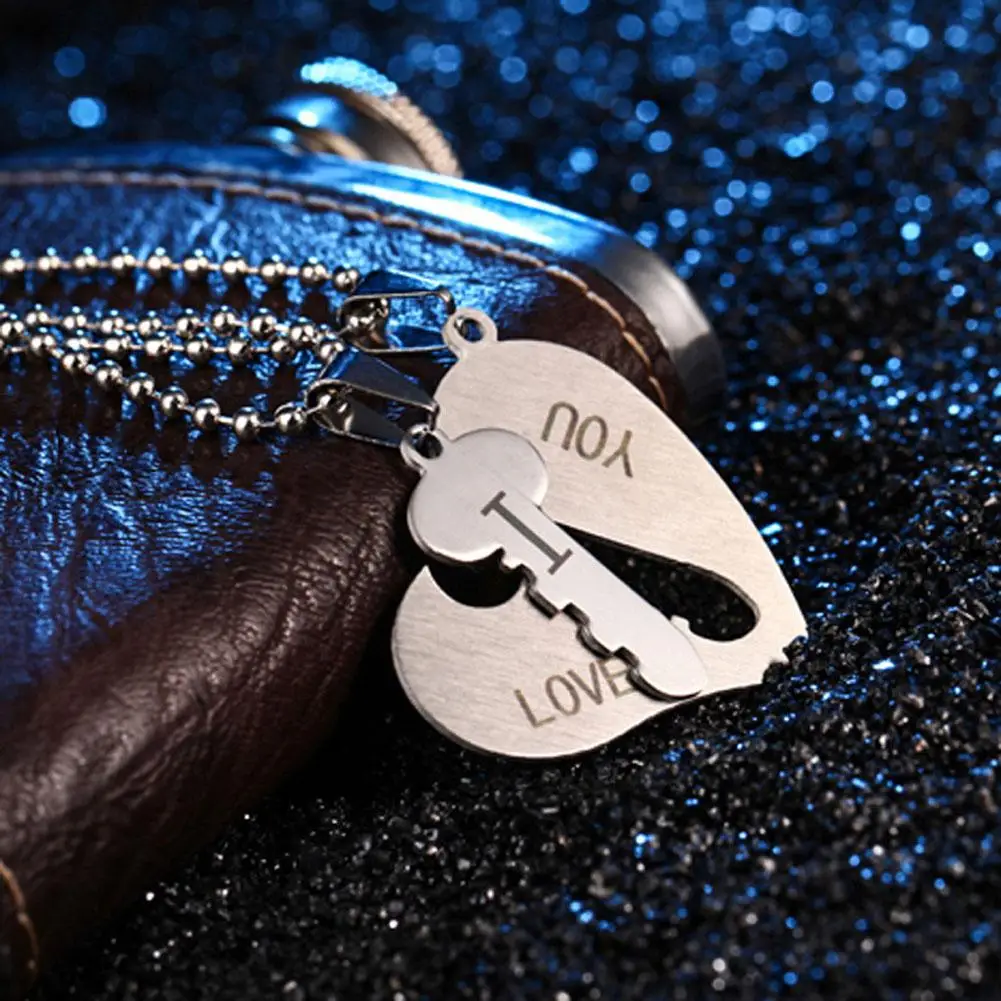 Пара ожерелья набор гравировки я люблю тебя сердце ключ парные Подвески