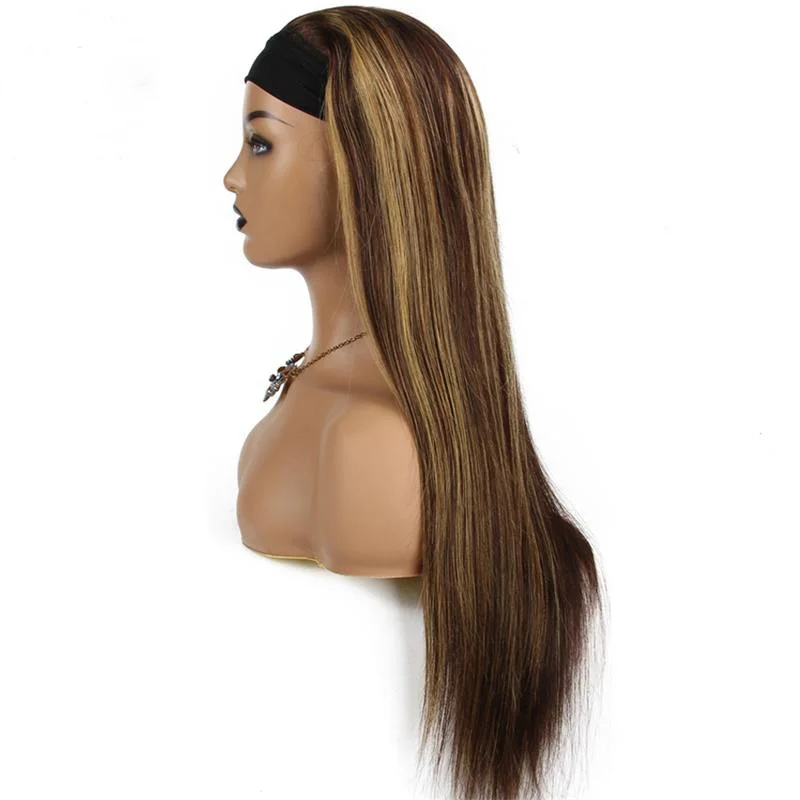 

Прямой парик Unextar, повязка на голову, шарф, яркие цвета, парики из натуральных волос, шелковистые парики Реми для женщин