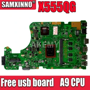 akemy for asus a555q x555qg x555bp x555b laptop motherboard a9 cpu cpu 8gb ram 2gb graphic mainboard free global shipping