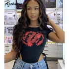 Комбинезон Rockmore женский с надписью дракона, пикантный бандажный боди с вырезами, короткий рукав, круглый вырез, летняя уличная одежда