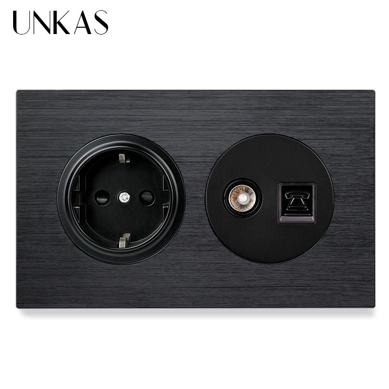 UNKAS 16A настенная розетка стандарта ЕС) + Женский ТВ разъем и RJ11 телефонное гнездо 146