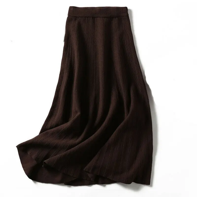 Женская элегантная вязаная плиссированная юбка с высокой талией простая Офисная