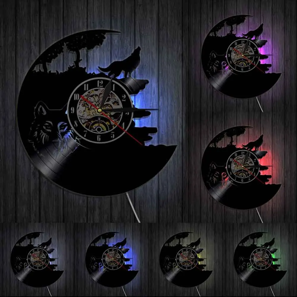 Виниловые часы Howling Wolf настенные Horloge Wild Animal Art современный уникальный домашний