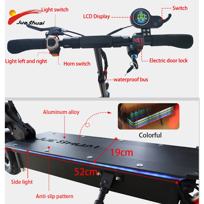 

Electric Scooter 48V 18A 1000W Long Distance High Speed Foldable Escooter with Seat for Adults Hoverboard Patinete Eletrico