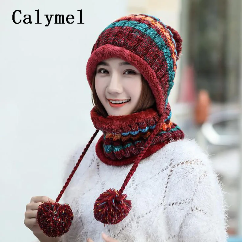 Calymel женская шапка цветная шапочка цельная шарф шерсть шар сладкий бархат