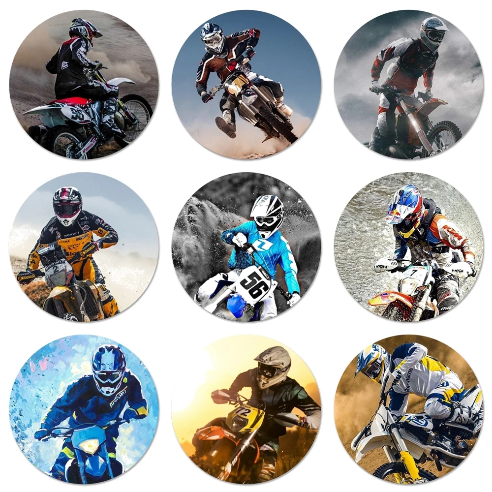 

58mm Motocross Dirt Bikes Icons Pins Badge Decoration Brooches Metal Badges For Clothes Backpack Decoration