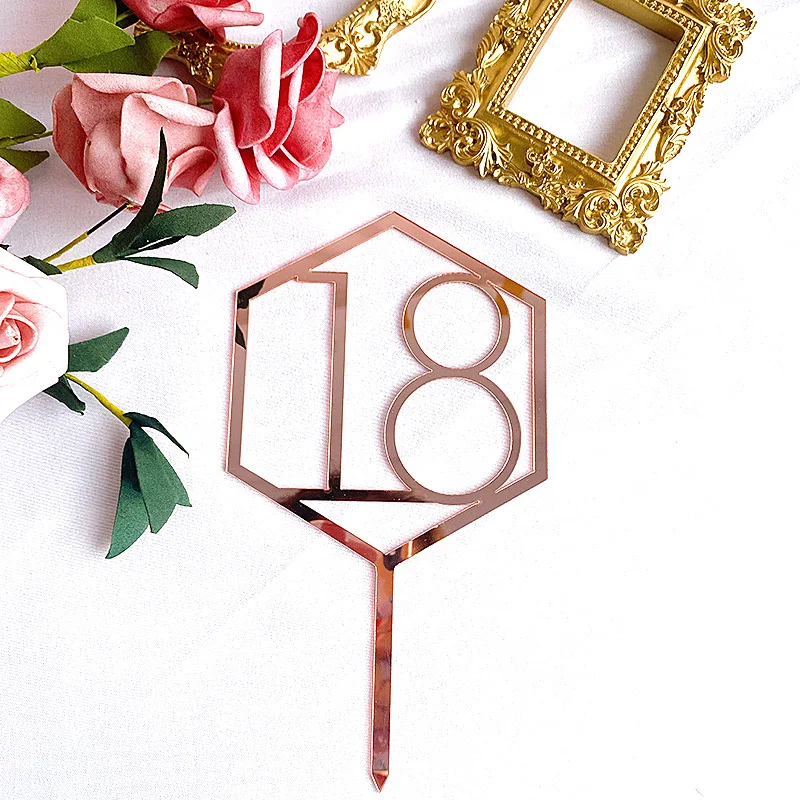 Цифры акриловые Топпер для торта С Днем Рождения золото серебро на юбилей 18/21/30/50