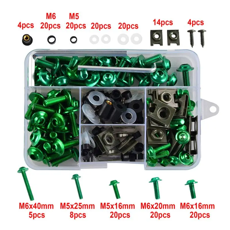 

177PCS/Set M6 M5 Fairing Bolts Kit Bodywork Screws Nut For Motorcycle 6 colors Dropshipping