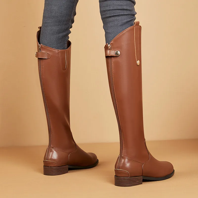 Meotina/зимние сапоги для верховой езды Женские до колена из натуральной кожи на