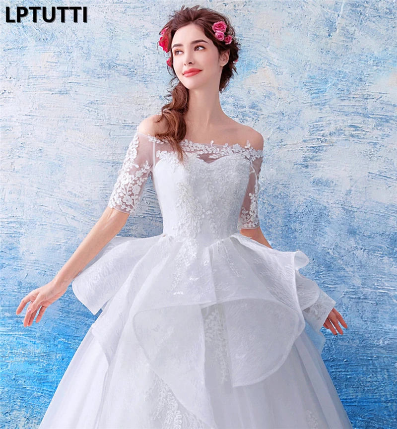 

LPTUTTI Embroidery Lace New Vintage Princess Bridal Marriage Gown Boho Bride Simple Party Long Luxury Wedding Dresses