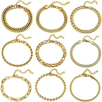 9 pieces figaro snake box bead curb chain bracelet set for women fashion stainless steel jewelry statement aesthetic gifts