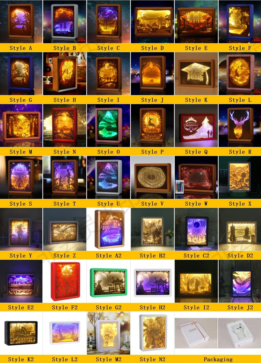 

3D Creative Painting Shadow Box Frame Led Night Light Paper Carving Lamp Birthday Gift Aesthetic Room Decoration