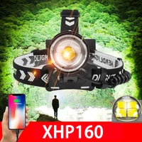 new xhp160 powerful led headlamp rechargeable usb head lamp light xhp90 18650 headlight led fishing hunting zoom head flashlight