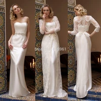 vestido de noiva casamento 2019 ivory strapless lace bridal wedding dresses with jacket sash coat floor length wedding dress