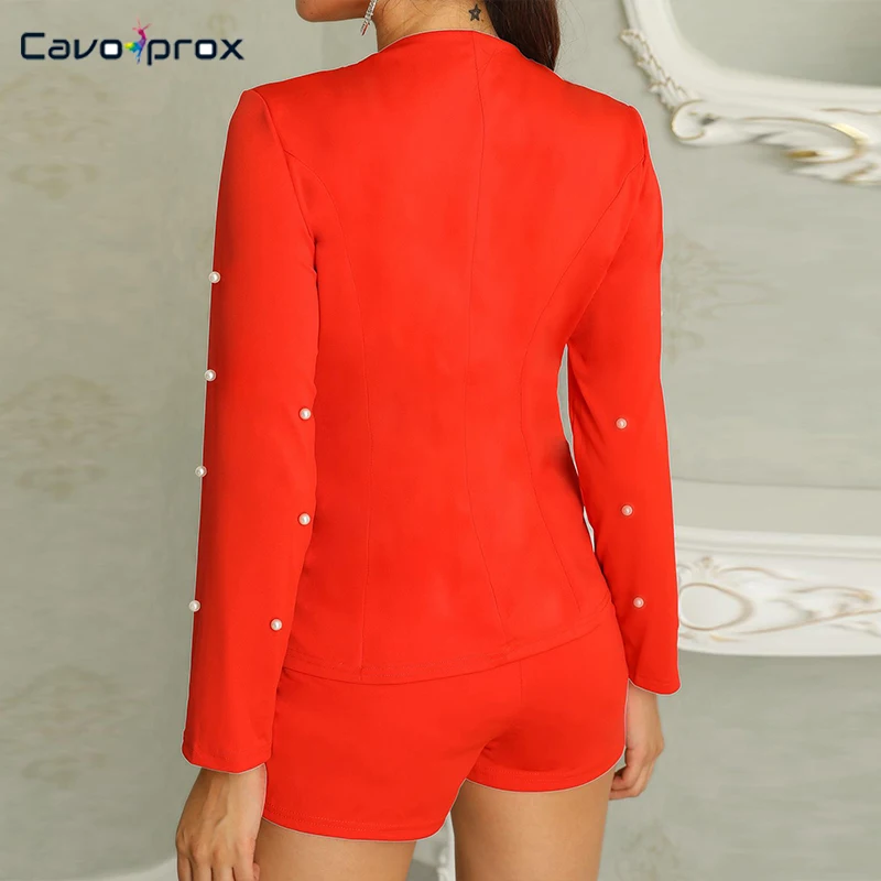 Женский комплект из двух предметов Модный с блейзером и бусинами длинными