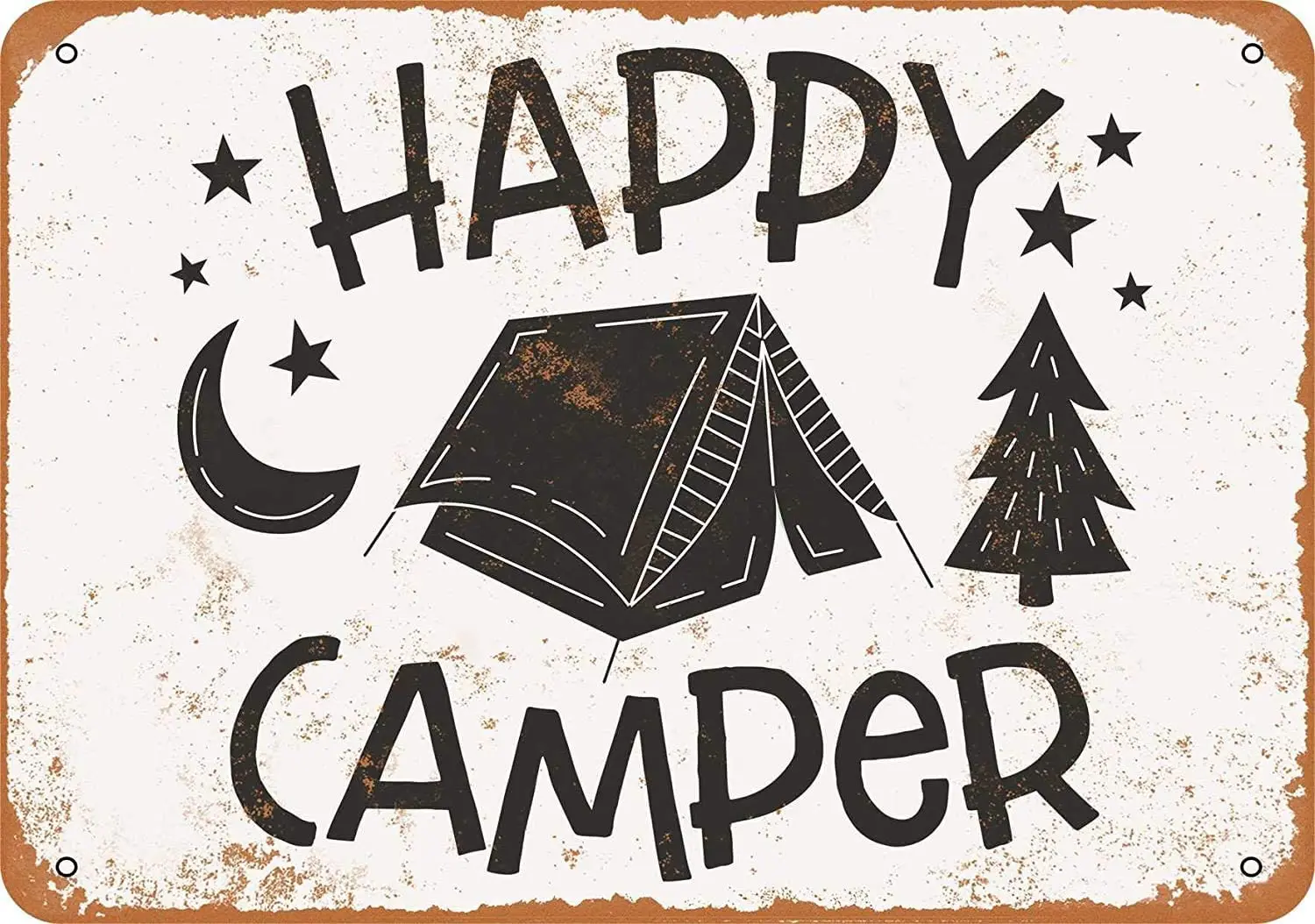 

Yousigns Happy Camper Tent Metal Tin Sign 12 X 8 Inches Retro Vintage Decor