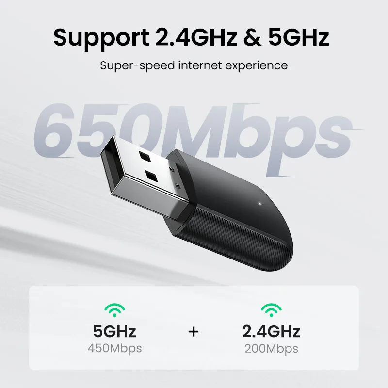 ugreen wi fi адаптер 650 мбитс 24 ггц5 ггц се