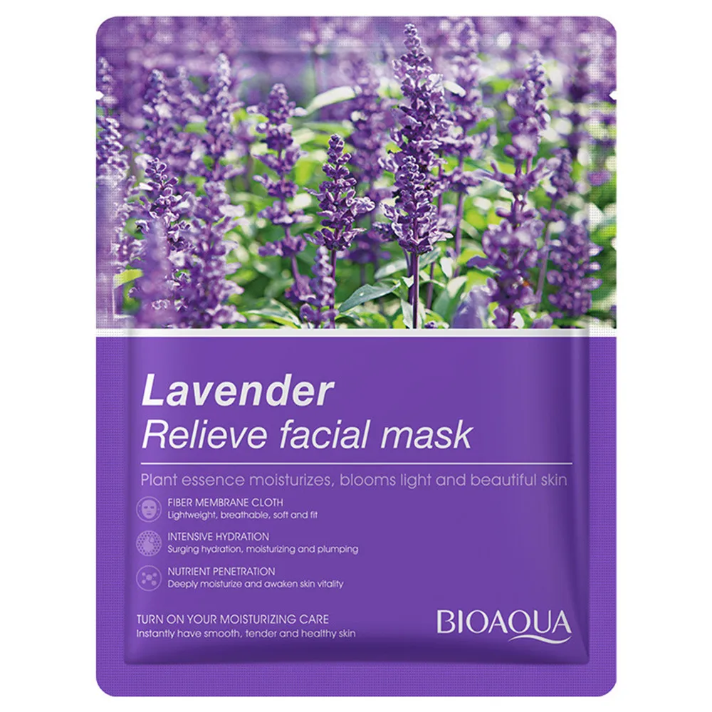 

Lavender Skin Care Natural Fruit Extract Mask Moisturizing Oil-Control Face Care Blueberry Orange Fruit Aloe Sheet Face Mask