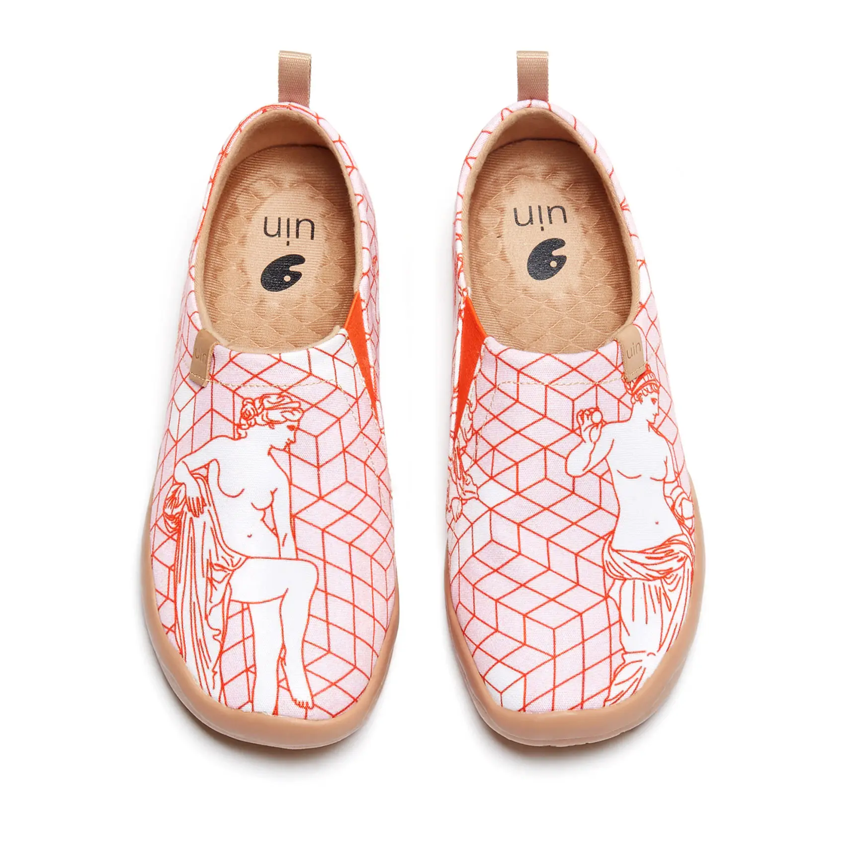 

UIN Women's Casual Loafers Painted Walking Slip On Lightweight Comfortable Canvas Fashion Sneakers Travel Shoes Greece Series