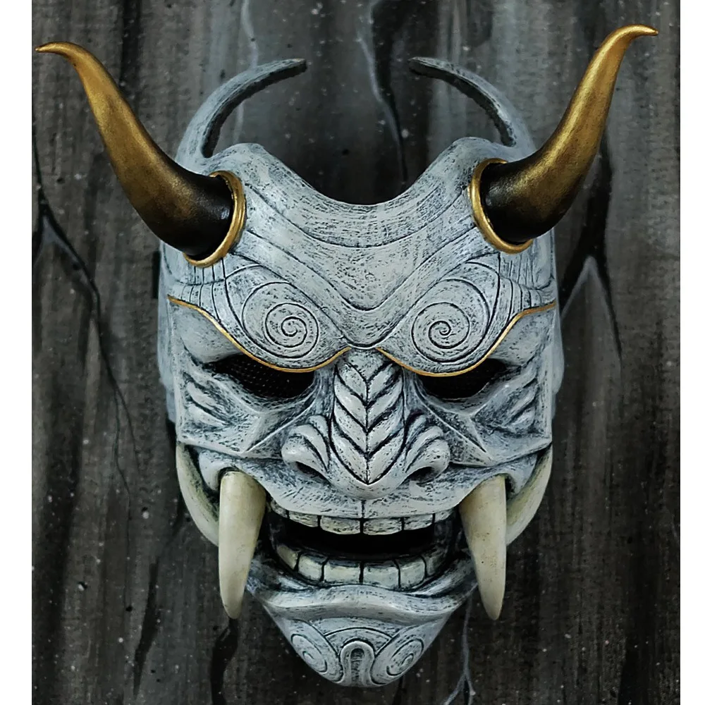 Halloween Prajna Mask Collective Decorative Latex Japanese Buddhism Ghost Scary Masquerade Helmet Cosplay Props | Дом и сад