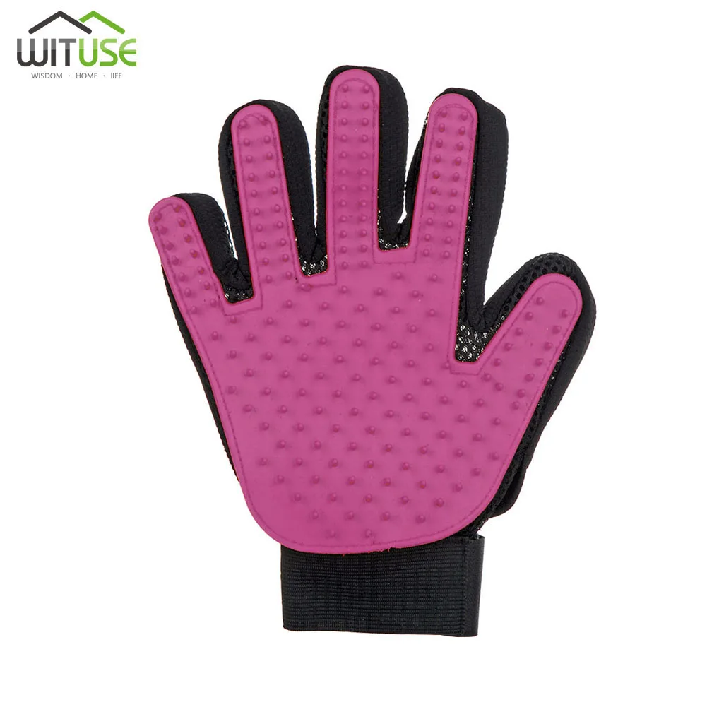 Right hand pink Щетка для волос для домашних животных, перчатка для чистки домашних животных, массажная перчатка для ухода за лошадьми, перчатки для чистки пальцев животных, перчатки для кошачьей шерсти - Цвет: Right hand pink
