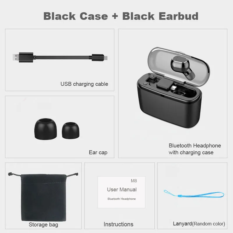 M8 TWS Bluetooth V5.0 беспроводные наушники, стерео спортивные наушники с зарядной коробкой, водонепроницаемые наушники для вождения, Длинные наушники в режиме ожидания