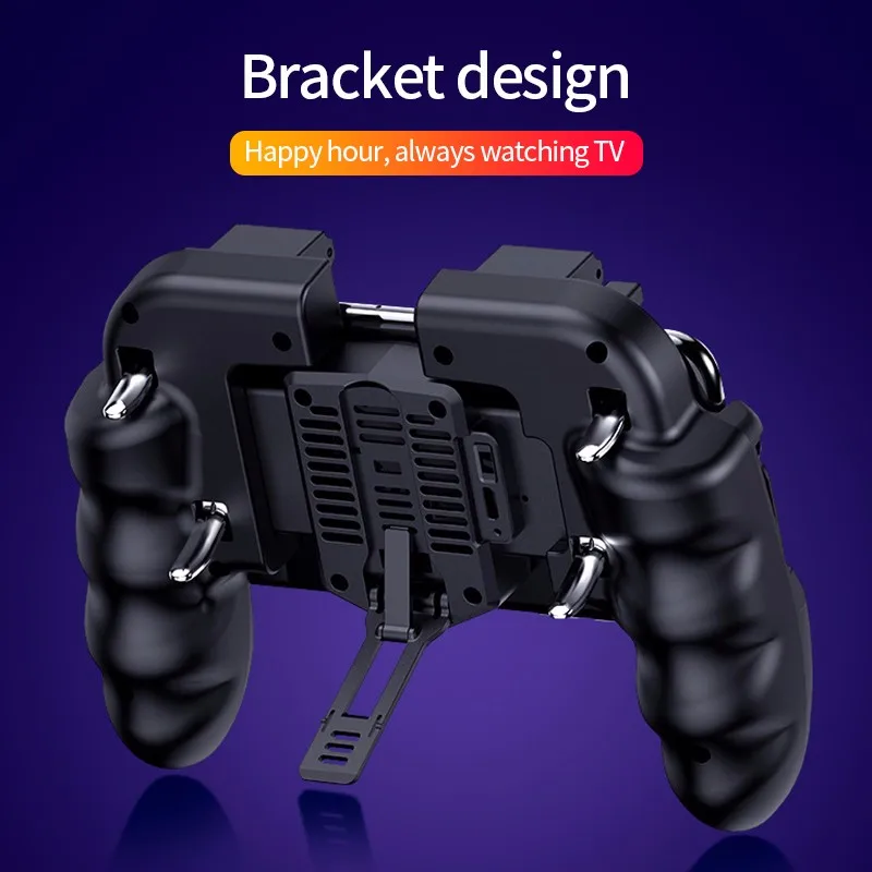

Six Finger PUBG Game Controller Gamepad Trigger Shooting Free Fire Cooling Fan Gamepad Joystick For IOS Android Mobile Phone