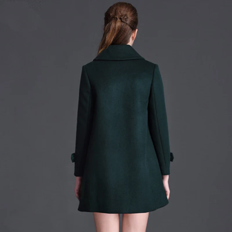 Женское двубортное шерстяное пальто ZX526 новое осенне-зимнее с отложным