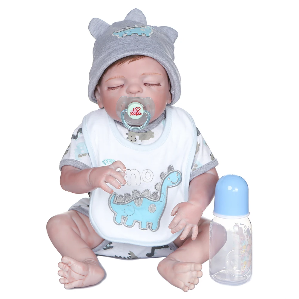 

NPK 48cm Full Silicone Reborn Baby Dolls Vinyl Boy Blue Dress Baby Reborn Dolls Toys Fashion Dolls Toy for Girls Gift Bath Toy