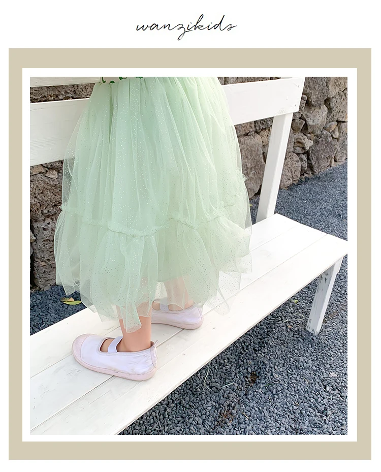 Летние платья детская одежда фатиновая юбка с оборками для девочек многослойное