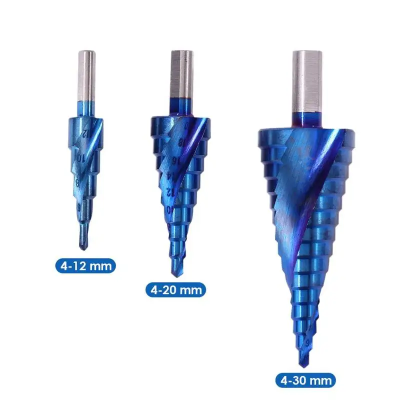 1 set(3pcs) HSS спиральное ступенчатое сверло потайное сверло с титановым покрытием для уменьшения трения и нагревания деревообрабатывающий инструмент - Цвет: 1 set(3pcs)