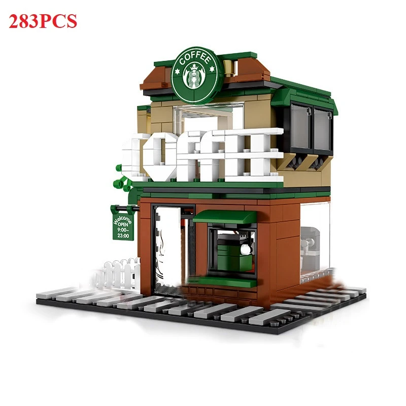 280 + шт Мини Набор городская улица View строительные блоки кофе магазин гамбургер City